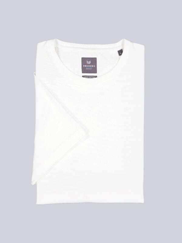 ENGBERS GERMANY Herren T-Shirt aus Supima Baumwolle Weiß regular uni Rundhals von ENGBERS GERMANY