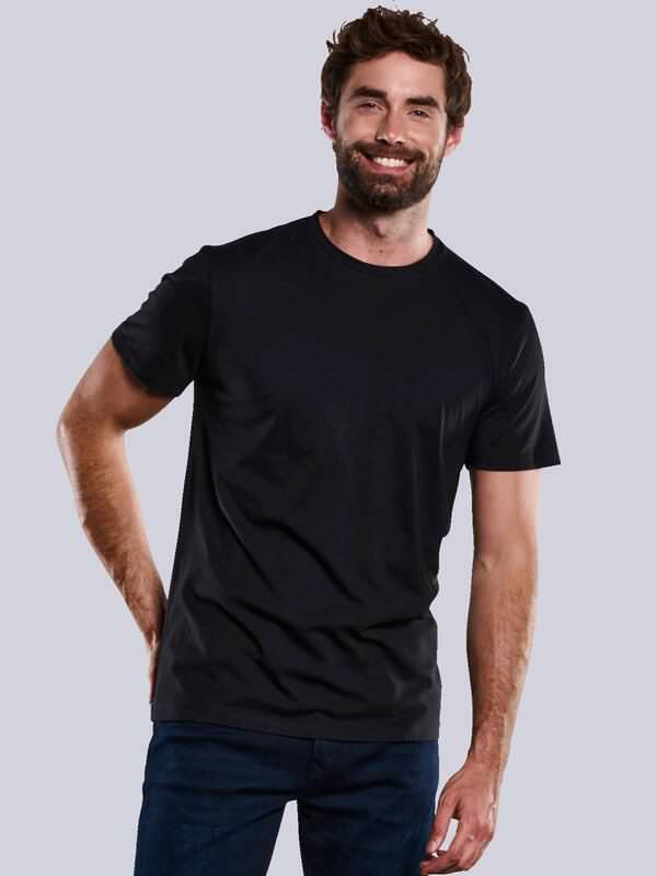 ENGBERS GERMANY Herren T-Shirt aus wertiger Supima Baumwolle Schwarz regular uni Rundhals von ENGBERS GERMANY