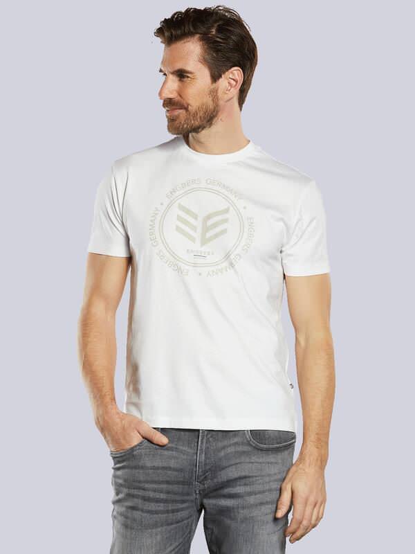 ENGBERS GERMANY Herren T-Shirt mit Print Weiß regular uni Rundhals von ENGBERS GERMANY