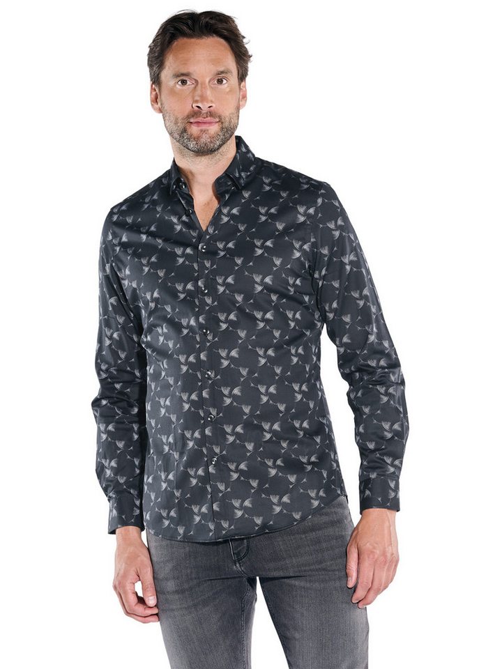 ENGBERS GERMANY Langarmhemd ENGBERS GERMANY Herren Langarm-Hemd gemustert, Schwarz von ENGBERS GERMANY