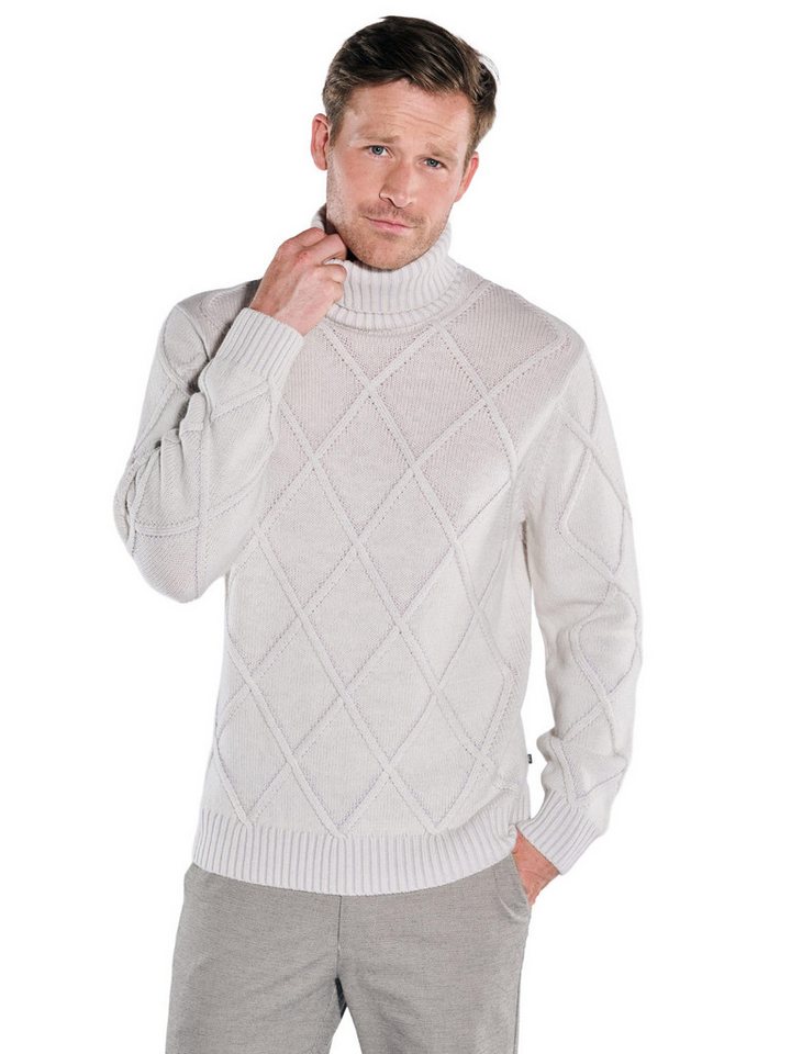 ENGBERS GERMANY Rollkragenpullover ENGBERS GERMANY Herren Rollkragen mit edlem Zopfmuster, Hellgrau von ENGBERS GERMANY