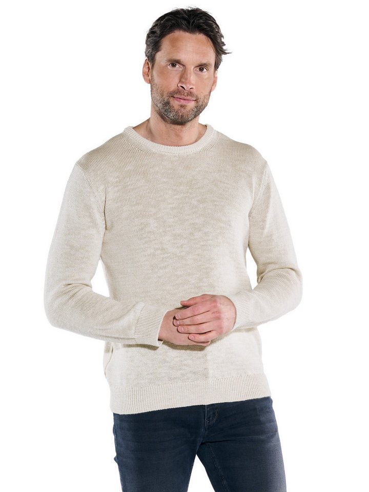 ENGBERS GERMANY Rundhalspullover ENGBERS GERMANY Herren Pullover mit Leinenanteil, Naturweiss von ENGBERS GERMANY