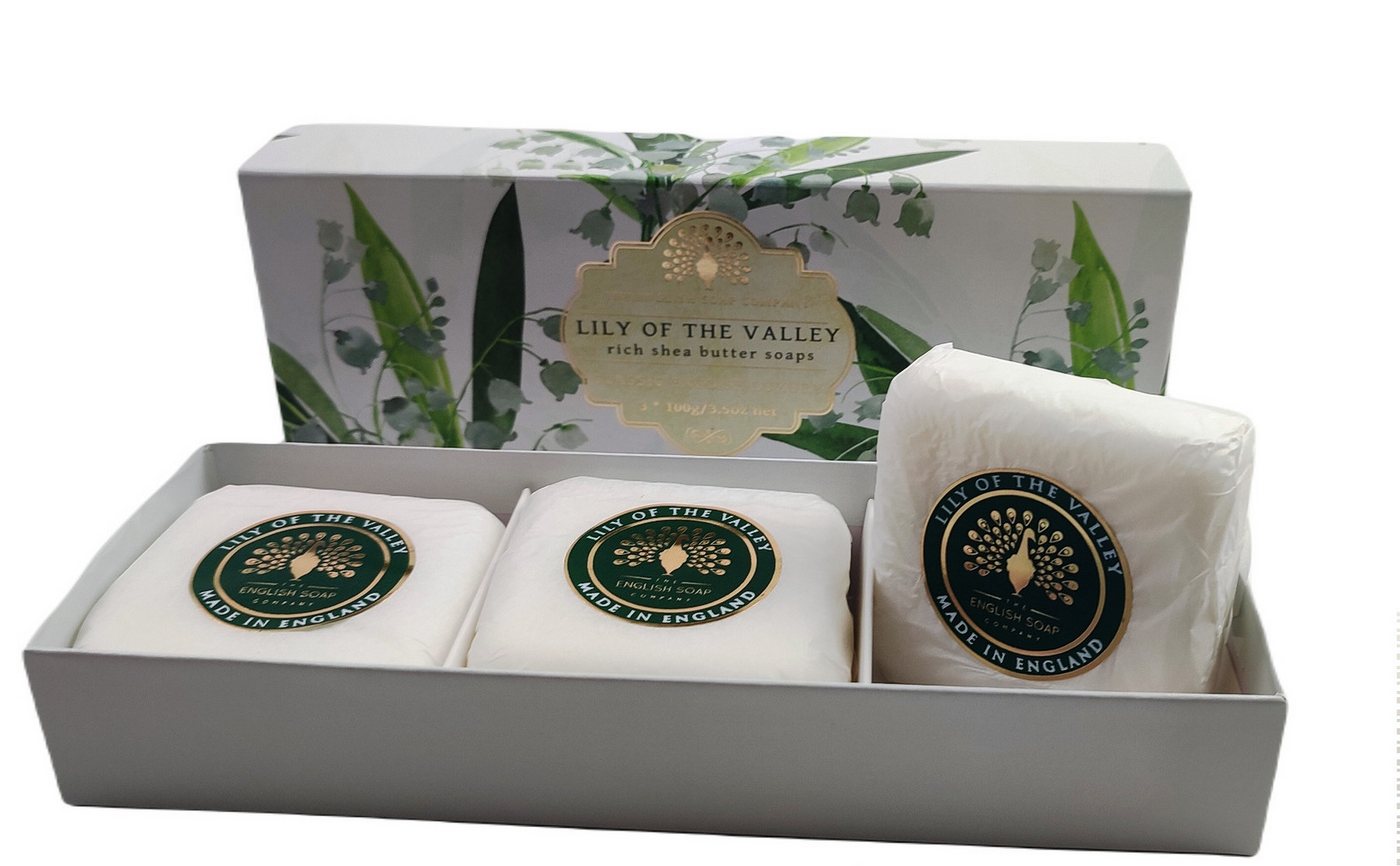 ENGLISH SOAP Handseife THE ENGLISH SOAP Maiglöckchen-Dreier-Seifen-Geschenkbox mit Dreifachse ENGLISH SOAP Handseife THE ENGLISH SOAP Maiglöckchen-Dreier-Seifen-Geschenkbox mit Dreifachse von ENGLISH SOAP