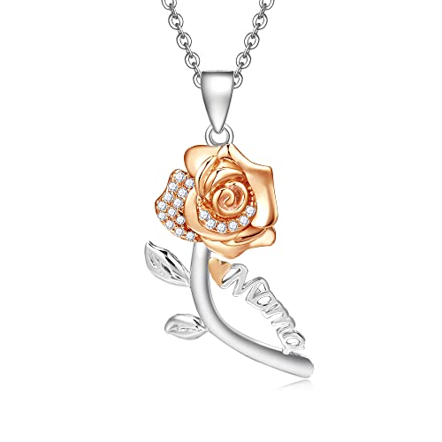 ENGRAWELRY Damen Halskette Gravur Mama Silber 925 Rose Kristallschmuck Originell Geschenk für Weihnachten Muttertag Geburtstag ENGRAWELRY Damen Halskette Gravur Mama Silber 925 Rose Kristallschmuck Originell Geschenk für Weihnachten Muttertag Geburtstag von ENGRAWELRY