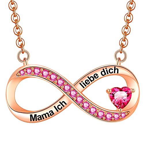 ENGSWA Halskette Damen Silber 925 Kette mit Anhänger Unendlichkeit mit Herz Gravur Mama Ich liebe dich Geschenk für Mutter von ENGSWA