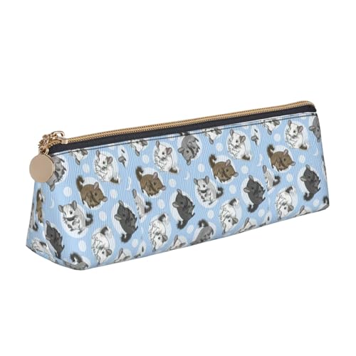 ENGhjes Federmäppchen aus Leder, Motiv: Chinchillas und Mond, niedlicher Reißverschluss, Federmäppchen, Schreibwaren-Tasche für Jungen und Mädchen, Geschenk zum Schulanfang, weiß, Einheitsgröße von ENGhjes