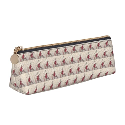 ENGhjes Federmäppchen aus Leder, Motiv: Eiffelturm, Rose, Blumendruck, niedliches Federmäppchen mit Reißverschluss, Schreibwaren-Tasche für Jungen und Mädchen, Geschenk zum Schulanfang, weiß von ENGhjes