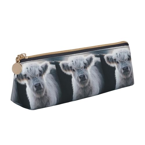ENGhjes Federmäppchen aus Leder, Motiv: Hochlandkuh, niedliches Federmäppchen mit Reißverschluss, Schreibwaren-Tasche für Jungen und Mädchen, Geschenk zum Schulanfang, weiß, Einheitsgröße ENGhjes Federmäppchen aus Leder, Motiv: Hochlandkuh, niedliches Federmäppchen mit Reißverschluss, Schreibwaren-Tasche für Jungen und Mädchen, Geschenk zum Schulanfang, weiß, Einheitsgröße von ENGhjes
