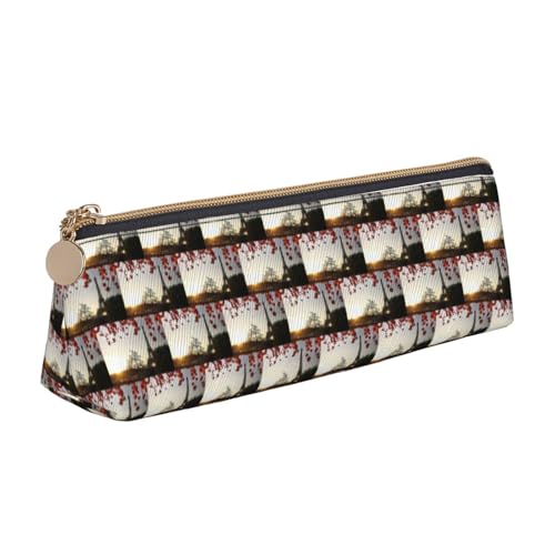 ENGhjes Federmäppchen aus Leder, Motiv: Paris Eiffelturm und Sonnenuntergang, niedliches Federmäppchen mit Reißverschluss, Schreibwaren-Tasche für Jungen und Mädchen, Geschenk zum Schulanfang, weiß von ENGhjes