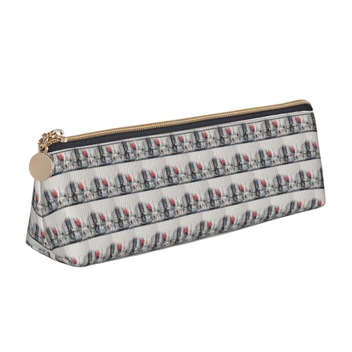 ENGhjes Federmäppchen aus Leder, Motiv: Paris Straßenturm, Malerei, niedliches Reißverschluss-Federmäppchen, Schreibwaren-Tasche für Jungen und Mädchen, Geschenk zum Schulanfang, weiß, Einheitsgröße von ENGhjes