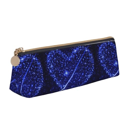 ENGhjes Federmäppchen aus Leder, Motiv: Sternschnuppe, Herzmotiv, niedliches Reißverschluss-Federmäppchen, Schreibwaren-Tasche für Jungen und Mädchen, Geschenk zum Schulanfang, weiß, Einheitsgröße von ENGhjes