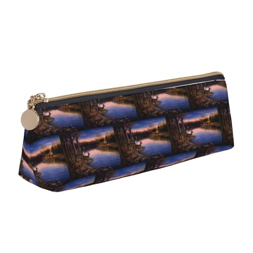 ENGhjes Federmäppchen aus Leder, Motiv: Wildtiere, Hirsche, niedliches Reißverschluss-Federmäppchen, Schreibwaren-Tasche für Jungen und Mädchen, Geschenk zum Schulanfang, weiß, Einheitsgröße von ENGhjes