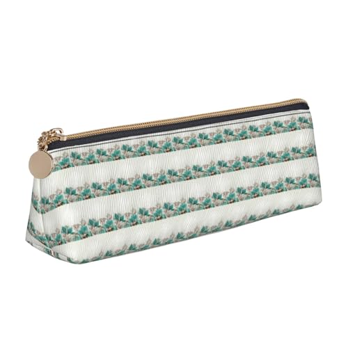 ENGhjes Federmäppchen aus Leder, mit Blumendruck, niedliches Federmäppchen mit Reißverschluss, für Jungen und Mädchen, Geschenk zum Schulanfang, Türkis, weiß, Einheitsgröße, Kosmetiktasche von ENGhjes