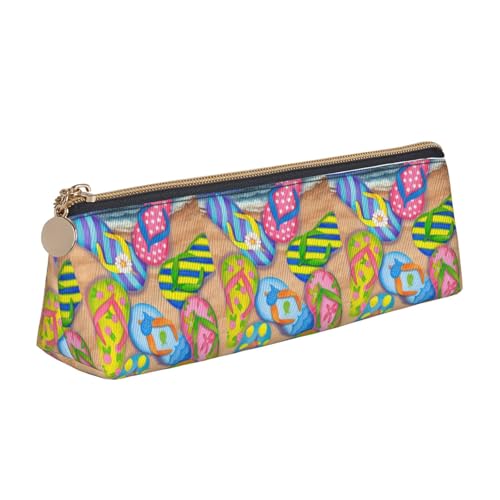 ENGhjes Federmäppchen aus Leder mit Aufdruck "Summer Beach", niedliches Federmäppchen mit Reißverschluss, Schreibwaren-Tasche für Jungen und Mädchen, Geschenk zum Schulanfang, weiß, Einheitsgröße von ENGhjes