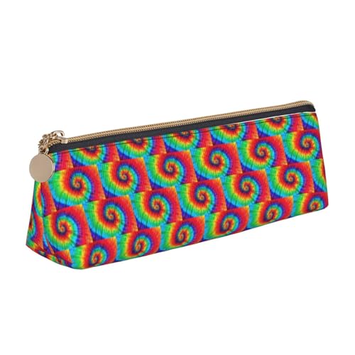 ENGhjes Federmäppchen aus Leder mit Batikmuster, Hippie-Druck, niedliches Federmäppchen mit Reißverschluss, Schreibwaren-Tasche für Jungen und Mädchen, Geschenk zum Schulanfang, weiß, Einheitsgröße von ENGhjes