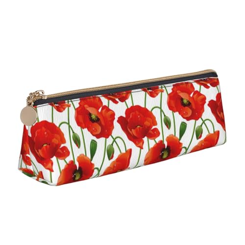 ENGhjes Federmäppchen aus Leder mit Blumendruck, niedliches Federmäppchen mit Reißverschluss, Schreibwaren-Tasche für Jungen und Mädchen, Geschenk zum Schulanfang, weiß, Einheitsgröße, Kosmetiktasche von ENGhjes