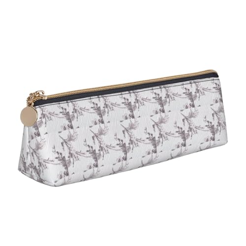 ENGhjes Federmäppchen aus Leder mit Blumenmuster und Graphitdruck, niedliches Reißverschluss-Federmäppchen, Schreibwaren-Tasche für Jungen und Mädchen, Geschenk zum Schulanfang, weiß, Einheitsgröße von ENGhjes