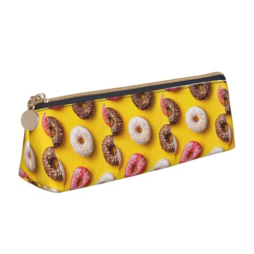 ENGhjes Federmäppchen aus Leder mit Donut-Druck, niedliches Federmäppchen mit Reißverschluss, Schreibwaren-Tasche für Jungen und Mädchen, Geschenk zum Schulanfang, weiß, Einheitsgröße, Kosmetiktasche von ENGhjes