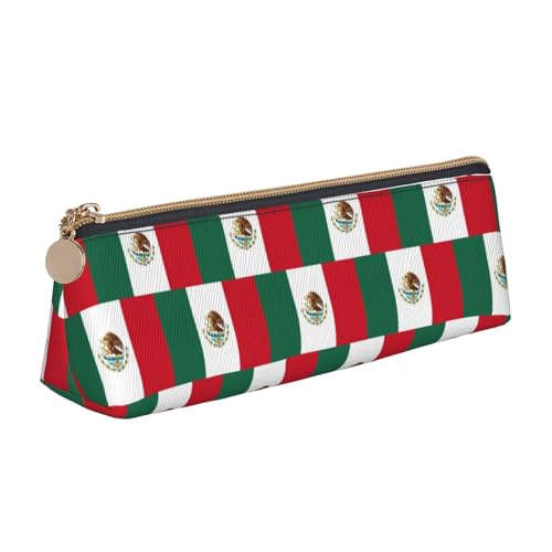 ENGhjes Federmäppchen aus Leder mit Flagge von Mexiko, niedliches Federmäppchen mit Reißverschluss, Schreibwaren-Tasche für Jungen und Mädchen, Geschenk zum Schulanfang, weiß, Einheitsgröße von ENGhjes