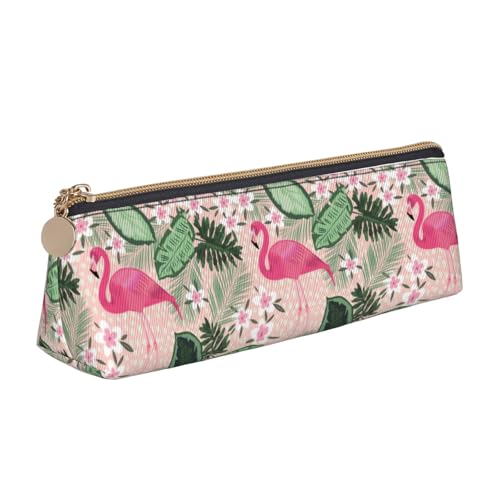 ENGhjes Federmäppchen aus Leder mit Flamingo-Druck, niedliches Federmäppchen mit Reißverschluss, Schreibwaren-Tasche für Jungen und Mädchen, Geschenk zum Schulanfang, weiß, Einheitsgröße von ENGhjes