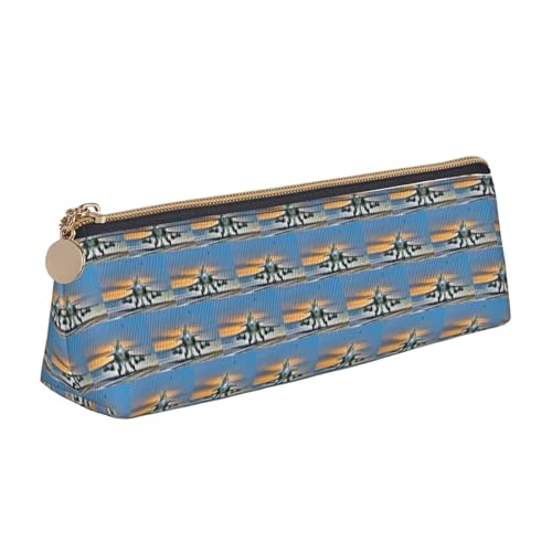 ENGhjes Federmäppchen aus Leder mit Flugzeugdruck, niedliches Federmäppchen mit Reißverschluss, Schreibwaren-Tasche für Jungen und Mädchen, Geschenk zum Schulanfang, weiß, Einheitsgröße von ENGhjes