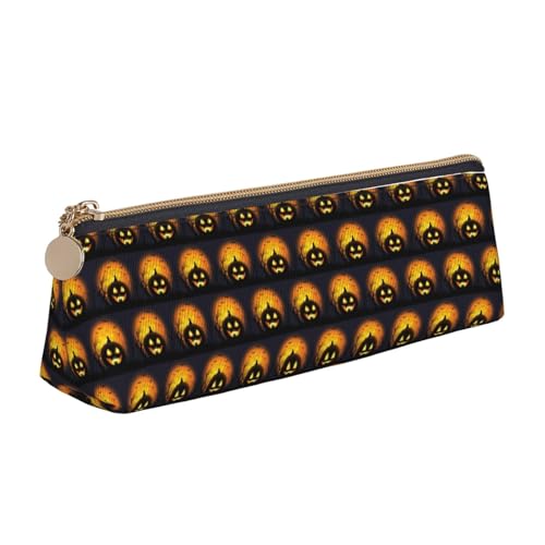 ENGhjes Federmäppchen aus Leder mit Halloween-Druck, niedliches Federmäppchen mit Reißverschluss, Schreibwaren-Tasche für Jungen und Mädchen, Geschenk zum Schulanfang, weiß, Einheitsgröße von ENGhjes