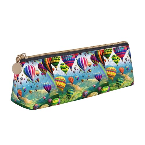 ENGhjes Federmäppchen aus Leder mit Heißluftballon-Druck, niedliches Federmäppchen mit Reißverschluss, Schreibwaren-Tasche für Jungen und Mädchen, Geschenk zum Schulanfang, weiß, Einheitsgröße von ENGhjes