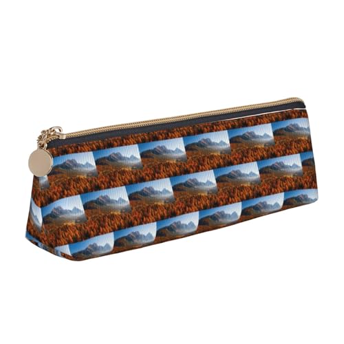 ENGhjes Federmäppchen aus Leder mit Herbstdruck, niedliches Federmäppchen mit Reißverschluss, Schreibwaren-Tasche für Jungen und Mädchen, Geschenk zum Schulanfang, weiß, Einheitsgröße, Kosmetiktasche von ENGhjes