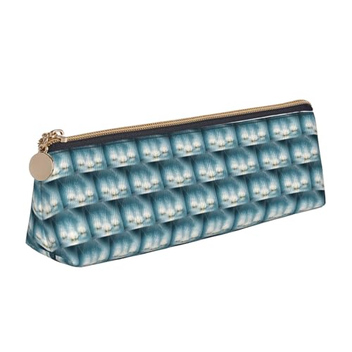 ENGhjes Federmäppchen aus Leder mit Lotusblumen-Aufdruck, niedliches Reißverschluss-Federmäppchen, Schreibwaren-Tasche für Jungen und Mädchen, Geschenk zum Schulanfang, weiß, Einheitsgröße von ENGhjes