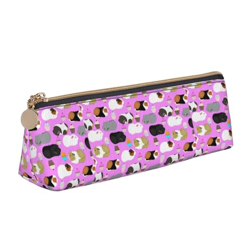 ENGhjes Federmäppchen aus Leder mit Meerschweinchen und Cupcakes, niedliches Federmäppchen mit Reißverschluss, Schreibwaren-Tasche für Jungen und Mädchen, Geschenk zum Schulanfang, weiß, Einheitsgröße von ENGhjes