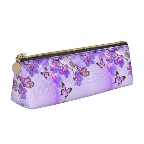 ENGhjes Federmäppchen aus Leder mit Schmetterlings-Aufdruck, niedliches Reißverschluss-Federmäppchen, Schreibwaren-Tasche für Jungen und Mädchen, Geschenk zum Schulanfang, weiß, Einheitsgröße von ENGhjes