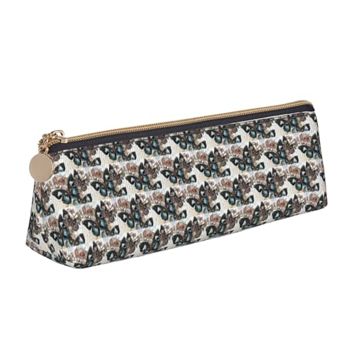 ENGhjes Federmäppchen aus Leder mit Schmetterlings-Blumendruck, niedliches Reißverschluss-Federmäppchen, Schreibwaren-Tasche für Jungen und Mädchen, Geschenk zum Schulanfang, weiß, Einheitsgröße von ENGhjes