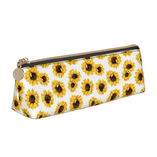 ENGhjes Federmäppchen aus Leder mit Sonnenblumen-Aufdruck, niedliches Reißverschluss-Federmäppchen, Schreibwaren-Tasche für Jungen und Mädchen, Geschenk zum Schulanfang, weiß, Einheitsgröße ENGhjes Federmäppchen aus Leder mit Sonnenblumen-Aufdruck, niedliches Reißverschluss-Federmäppchen, Schreibwaren-Tasche für Jungen und Mädchen, Geschenk zum Schulanfang, weiß, Einheitsgröße von ENGhjes