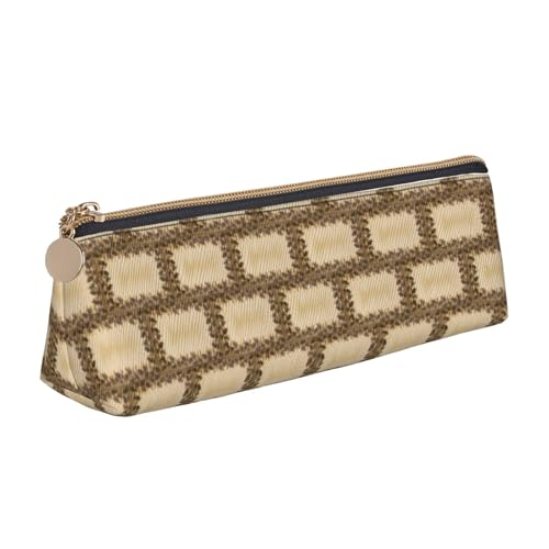 ENGhjes Federmäppchen aus Leder mit Tannenzapfen-Bordüre, niedliches Federmäppchen mit Reißverschluss, Schreibwaren-Tasche für Jungen und Mädchen, Geschenk zum Schulanfang, weiß, Einheitsgröße von ENGhjes