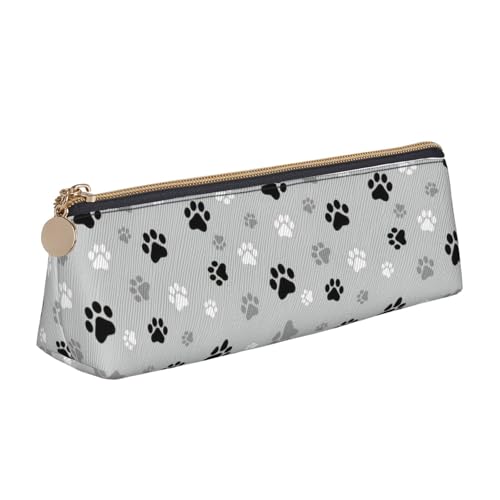ENGhjes Federmäppchen aus Leder mit Tierpfoten-Aufdruck, niedliches Reißverschluss-Federmäppchen, Schreibwaren-Tasche für Jungen und Mädchen, Geschenk zum Schulanfang, weiß, Einheitsgröße von ENGhjes