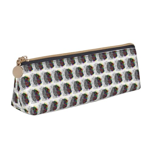 ENGhjes Federmäppchen aus Leder mit linkem und rechtem Gehirndruck, niedliches Reißverschluss-Federmäppchen, Schreibwaren-Tasche für Jungen und Mädchen, Geschenk zum Schulanfang, weiß, Einheitsgröße von ENGhjes