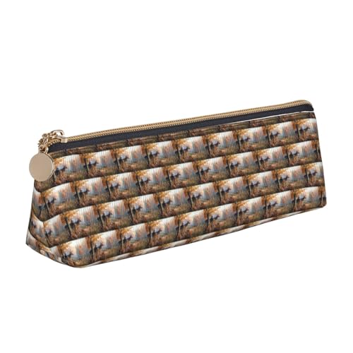 ENGhjes Federmäppchen aus Leder mit niedlichem Hirschdruck, niedliches Reißverschluss-Federmäppchen, Schreibwaren-Tasche für Jungen und Mädchen, Geschenk zum Schulanfang, weiß, Einheitsgröße von ENGhjes