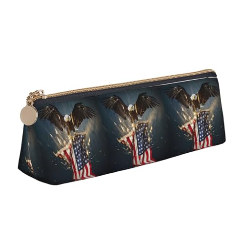 ENGhjes Federmäppchen aus Leder mit nordamerikanischem Weißkopfseeadler, niedliches Federmäppchen mit Reißverschluss, Schreibwarenbeutel für Jungen und Mädchen, Geschenk zum Schulanfang, weiß von ENGhjes