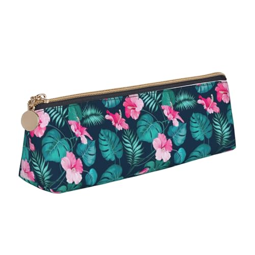 ENGhjes Federmäppchen aus Leder mit pinkem Blumendruck, niedliches Federmäppchen mit Reißverschluss, für Jungen und Mädchen, Geschenk zum Schulanfang, weiß, Einheitsgröße, Kosmetiktasche von ENGhjes