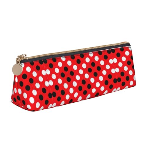 ENGhjes Federmäppchen aus Leder mit rotem und weißem Punktemuster, niedliches Reißverschluss-Federmäppchen, Schreibwaren-Tasche für Jungen und Mädchen, Geschenk zum Schulanfang, weiß, Einheitsgröße ENGhjes Federmäppchen aus Leder mit rotem und weißem Punktemuster, niedliches Reißverschluss-Federmäppchen, Schreibwaren-Tasche für Jungen und Mädchen, Geschenk zum Schulanfang, weiß, Einheitsgröße von ENGhjes