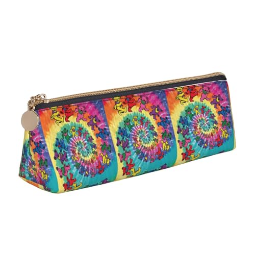 ENGhjes Federmäppchen aus Leder mit tanzendem Bären-Aufdruck, niedlicher Reißverschluss, Federmäppchen, Schreibwaren-Tasche für Jungen und Mädchen, Geschenk zum Schulanfang, weiß, Einheitsgröße von ENGhjes