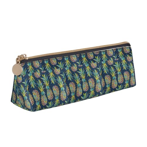 ENGhjes Federmäppchen aus Leder mit tropischen Früchten und Ananas, niedliches Federmäppchen mit Reißverschluss, Schreibwaren-Tasche für Jungen und Mädchen, Geschenk zum Schulanfang, weiß von ENGhjes