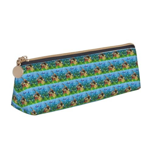 ENGhjes Federmäppchen mit buntem Undersea World-Druck, niedliches Reißverschluss-Federmäppchen, Schreibwaren-Tasche für Jungen und Mädchen, Geschenk zum Schulanfang, weiß, Einheitsgröße von ENGhjes