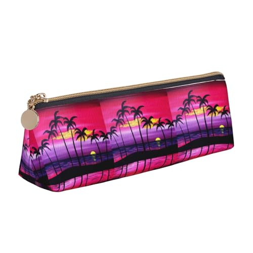 ENGhjes Federmäppchen mit tropischem Palmen-Druck, niedliches Reißverschluss-Federmäppchen, Schreibwaren-Tasche für Jungen und Mädchen, Geschenk zum Schulanfang, weiß, Einheitsgröße, Kosmetiktasche von ENGhjes