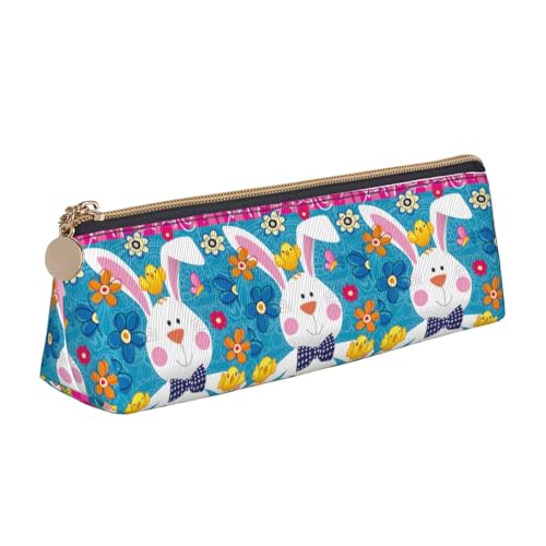 ENGhjes Federmappe aus Leder mit niedlichem Reißverschluss, Motiv: Frühling und Ostern, für Jungen und Mädchen, Geschenk zum Schulanfang, weiß, Einheitsgröße, Kosmetiktasche von ENGhjes