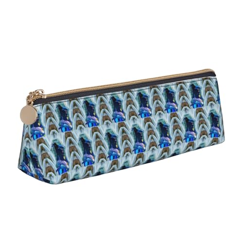 ENGhjes Leder-Federmäppchen mit Delfindruck, niedliches Federmäppchen mit Reißverschluss, Schreibwaren-Tasche für Jungen und Mädchen, Geschenk zum Schulanfang, weiß, Einheitsgröße, Kosmetiktasche von ENGhjes