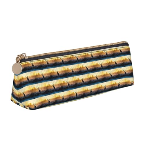 ENGhjes Leder-Federmäppchen mit Hirsch-Motiv, niedliches Reißverschluss-Federmäppchen, Schreibwaren-Tasche für Jungen und Mädchen, Geschenk zum Schulanfang, weiß, Einheitsgröße, Kosmetiktasche von ENGhjes