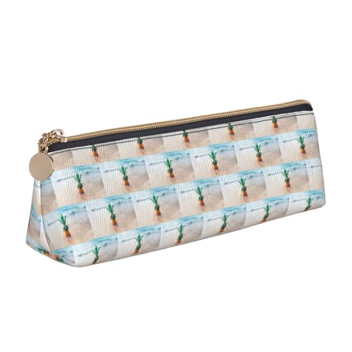 ENGhjes Pineapple by The Sea Federmäppchen aus Leder, niedliches Reißverschluss-Federmäppchen, Schreibwaren-Tasche für Jungen und Mädchen, Geschenk zum Schulanfang, weiß, Einheitsgröße, Kosmetiktasche von ENGhjes