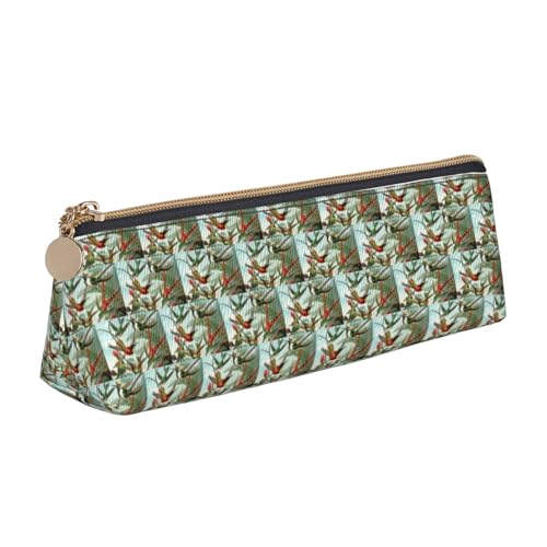 ENGhjes Schönes Federmäppchen aus Leder mit Kolibri-Aufdruck, niedliches Reißverschluss-Federmäppchen, Schreibwaren-Tasche für Jungen und Mädchen, Geschenk zum Schulanfang, weiß, Einheitsgröße von ENGhjes