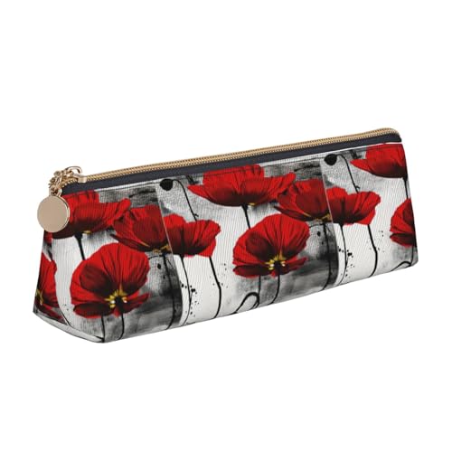 ENGhjes Schönes Federmäppchen aus Leder mit Mohnblumen-Tintendruck, niedliches Federmäppchen mit Reißverschluss, Schreibwaren-Tasche für Jungen und Mädchen, Geschenk zum Schulanfang, weiß ENGhjes Schönes Federmäppchen aus Leder mit Mohnblumen-Tintendruck, niedliches Federmäppchen mit Reißverschluss, Schreibwaren-Tasche für Jungen und Mädchen, Geschenk zum Schulanfang, weiß von ENGhjes